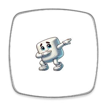 Cute Marshmallow Dab Cartoon - Square fridge magnet - white - Front