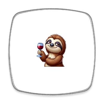 sloth party wine red wine lover - Square fridge magnet - white - Front