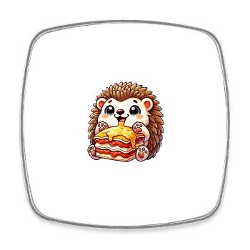 Lustiger Igel Lasagne Italien Essen Cartoon - Viereckiger Kühlschrankmagnet - Weiß - Vorne