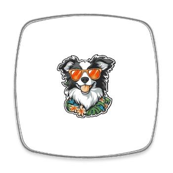 Border Collie Chien Cool Été - Magnet carré - blanc - Devant