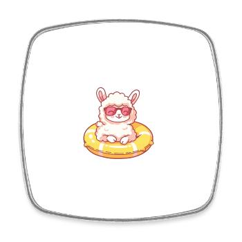 Alpaca Llama Comic Cool - Square fridge magnet - white - Front