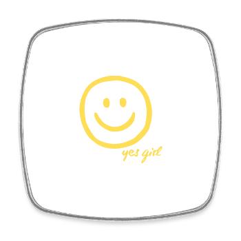 Yes Girl Smile Handzeichnung Gelb - Viereckiger Kühlschrankmagnet - Weiß - Vorne