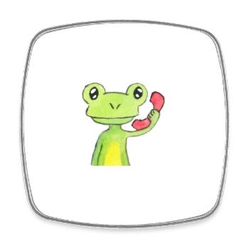 Frosch am Telefon - Viereckiger Kühlschrankmagnet - Weiß - Vorne