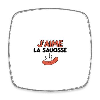 J'aime la saucisse ! Savourez l'excellence! - Magnet carré - blanc - Devant