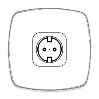 Symbole de prise électrique Électricien - Magnet carré - blanc - Devant