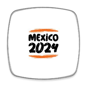 Mexiko 2024 - Viereckiger Kühlschrankmagnet - Weiß - Vorne
