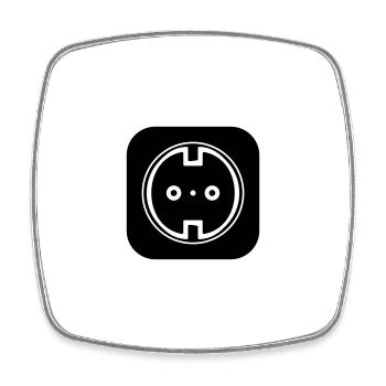 Prise électrique Symbole Électricien - Magnet carré - blanc - Devant