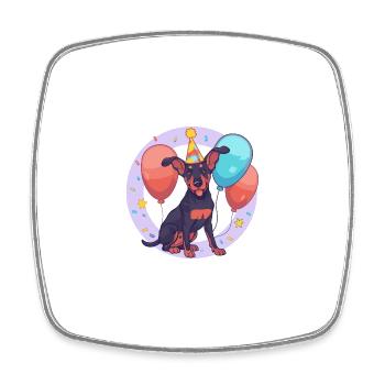 Dobermann Hund Geburtstag Comic - Viereckiger Kühlschrankmagnet - Weiß - Vorne