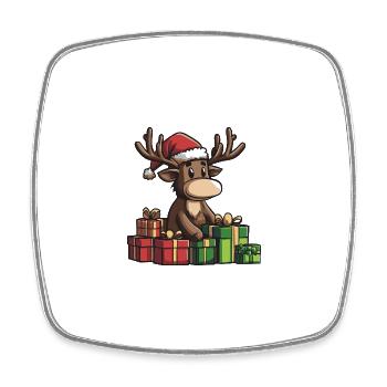 Elch Weihnachten Comic Geschenke - Viereckiger Kühlschrankmagnet - Weiß - Vorne