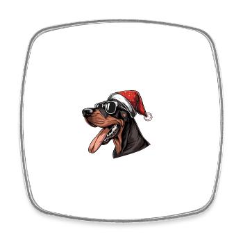 Dobermann Hund Weihnachten Lustig - Viereckiger Kühlschrankmagnet - Weiß - Vorne