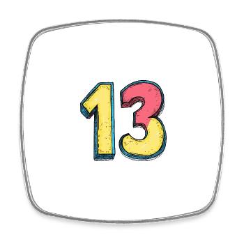13 Number Comic - Square fridge magnet - white - Front