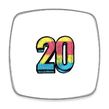 Bande dessinée à 20 chiffres - Magnet carré - blanc - Devant
