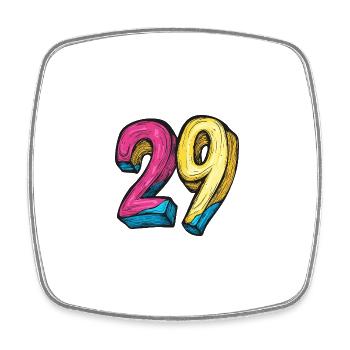 29 Zahl Comic - Viereckiger Kühlschrankmagnet - Weiß - Vorne