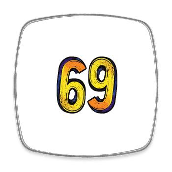 69 Zahl Comic - Viereckiger Kühlschrankmagnet - Weiß - Vorne