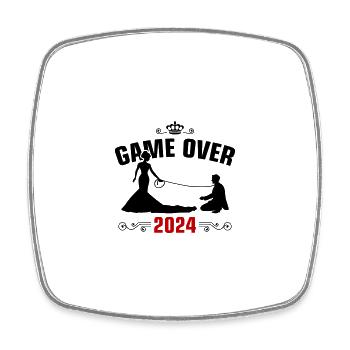 Game Over 2024 Hochzeit - Viereckiger Kühlschrankmagnet - Weiß - Vorne