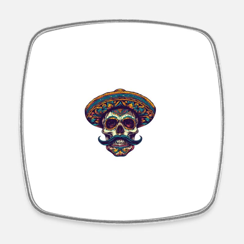 Crâne mexicain - Magnet carré - blanc
