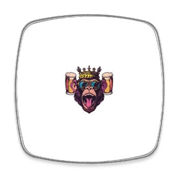 Monkey Beer Party - Square fridge magnet - white - Front
