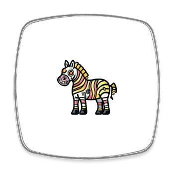 Zebra Halloween Comic Zombie - Viereckiger Kühlschrankmagnet - Weiß - Vorne