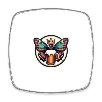 Bande dessinée de bière papillon - Magnet carré - blanc - Devant