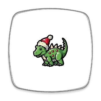 Dinosaur stegosaurus Christmas - Square fridge magnet - white - Front