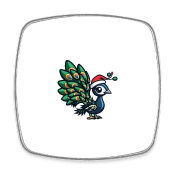 Peacock Bird Christmas - Square fridge magnet - white - Front
