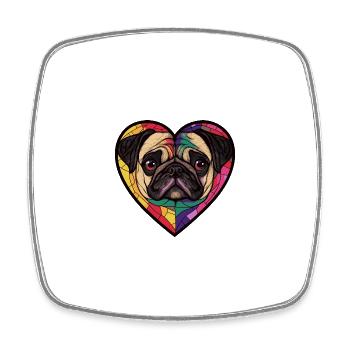 Pug Hund Herz Liebe - Viereckiger Kühlschrankmagnet - Weiß - Vorne