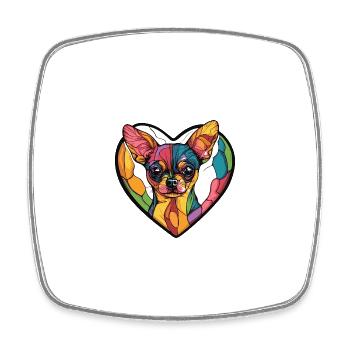 Chihuahua Hund Herz Liebe - Viereckiger Kühlschrankmagnet - Weiß - Vorne