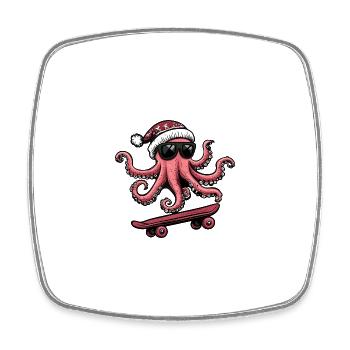 Octopus Christmas Funny - Square fridge magnet - white - Front