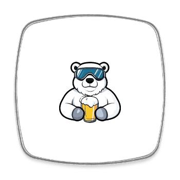 Polar Bear Ski Beer - Square fridge magnet - white - Front