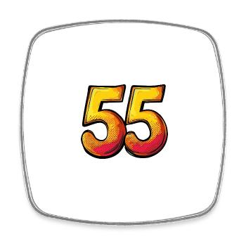 55 Zahl Comic - Viereckiger Kühlschrankmagnet - Weiß - Vorne