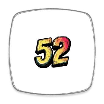 52 Zahl Comic - Viereckiger Kühlschrankmagnet - Weiß - Vorne