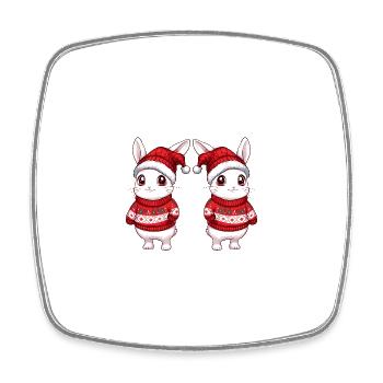 Hase Weihnachten Team - Viereckiger Kühlschrankmagnet - Weiß - Vorne