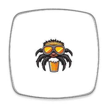Tarantula Ski Beer Spider - Square fridge magnet - white - Front