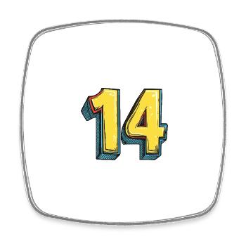 14 Number Comic - Square fridge magnet - white - Front