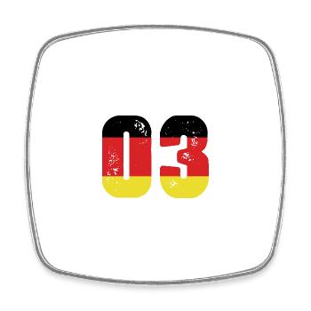 3 Zahl Trikot Deutschland - Viereckiger Kühlschrankmagnet - Weiß - Vorne