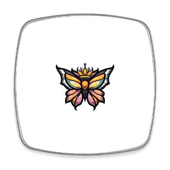 Couronne de bande dessinée papillon - Magnet carré - blanc - Devant