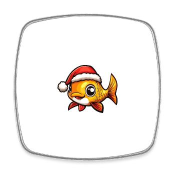 Poisson rouge Noël mignon - Magnet carré - blanc - Devant