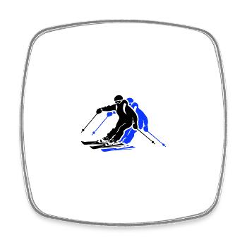 Ski Fahren Skiing Mann Symbol - Viereckiger Kühlschrankmagnet - Weiß - Vorne