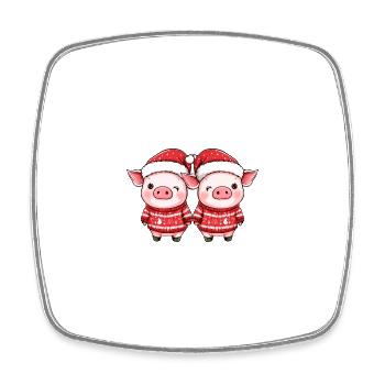 Pig Christmas Team - Square fridge magnet - white - Front
