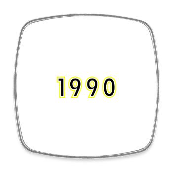 1990 Year Birthday - Square fridge magnet - white - Front