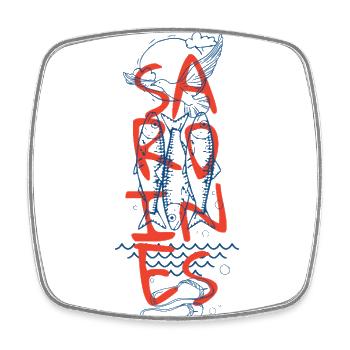 French Sardines Graphic Seaside Style - Square fridge magnet - white - Front