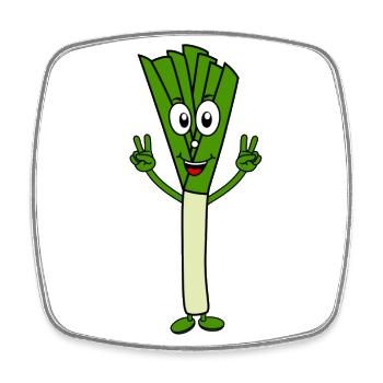 Funny leek Victory Sign vegetable fitness green - Square fridge magnet - white - Front