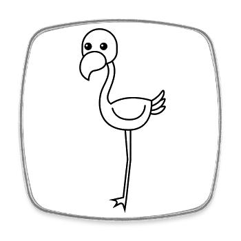 Flamingo Comic Tier - Viereckiger Kühlschrankmagnet - Weiß - Vorne