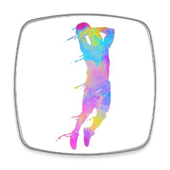 Basketball Bunte Spritzer - Viereckiger Kühlschrankmagnet - Weiß - Vorne