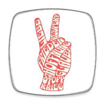 Frieden für die Welt: Hand Symbol stoppt den Krieg - Viereckiger Kühlschrankmagnet - Weiß - Vorne