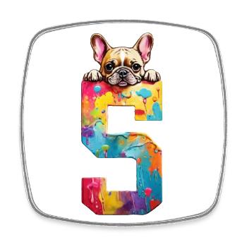 HUND 5 JAHRE FRANZÖSISCHE BULLDOGGE 5. GEBURTSTAG - Viereckiger Kühlschrankmagnet - Weiß - Vorne