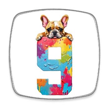 DOG 9 YEARS FRENCH BULLDOG 9TH BIRTHDAY - Square fridge magnet - white - Front