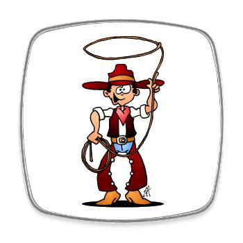 Cowboy mit einem Lasso - Viereckiger Kühlschrankmagnet - Weiß - Vorne