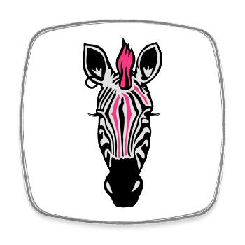 Zebra Punk with an earring - Square fridge magnet - white - Front