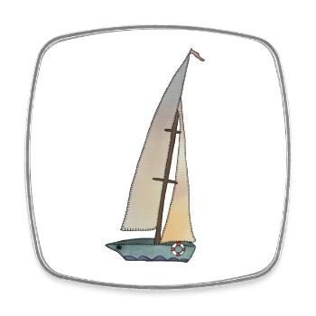 Segelboot - Viereckiger Kühlschrankmagnet - Weiß - Vorne